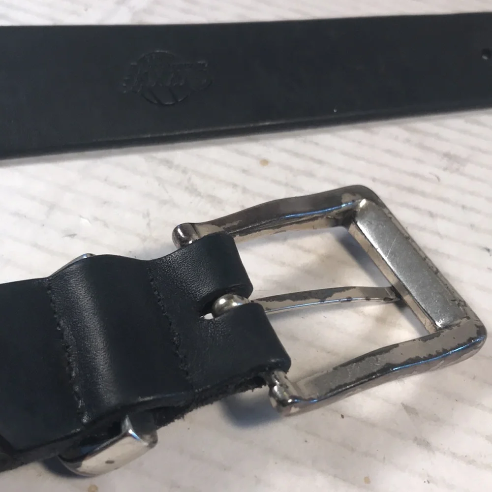 Vintage NBA Lakers Team Stamped Logo Black Leather Belt